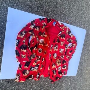 Nick & Nora Red robe with Dog Pattern Milkbone size s/m
